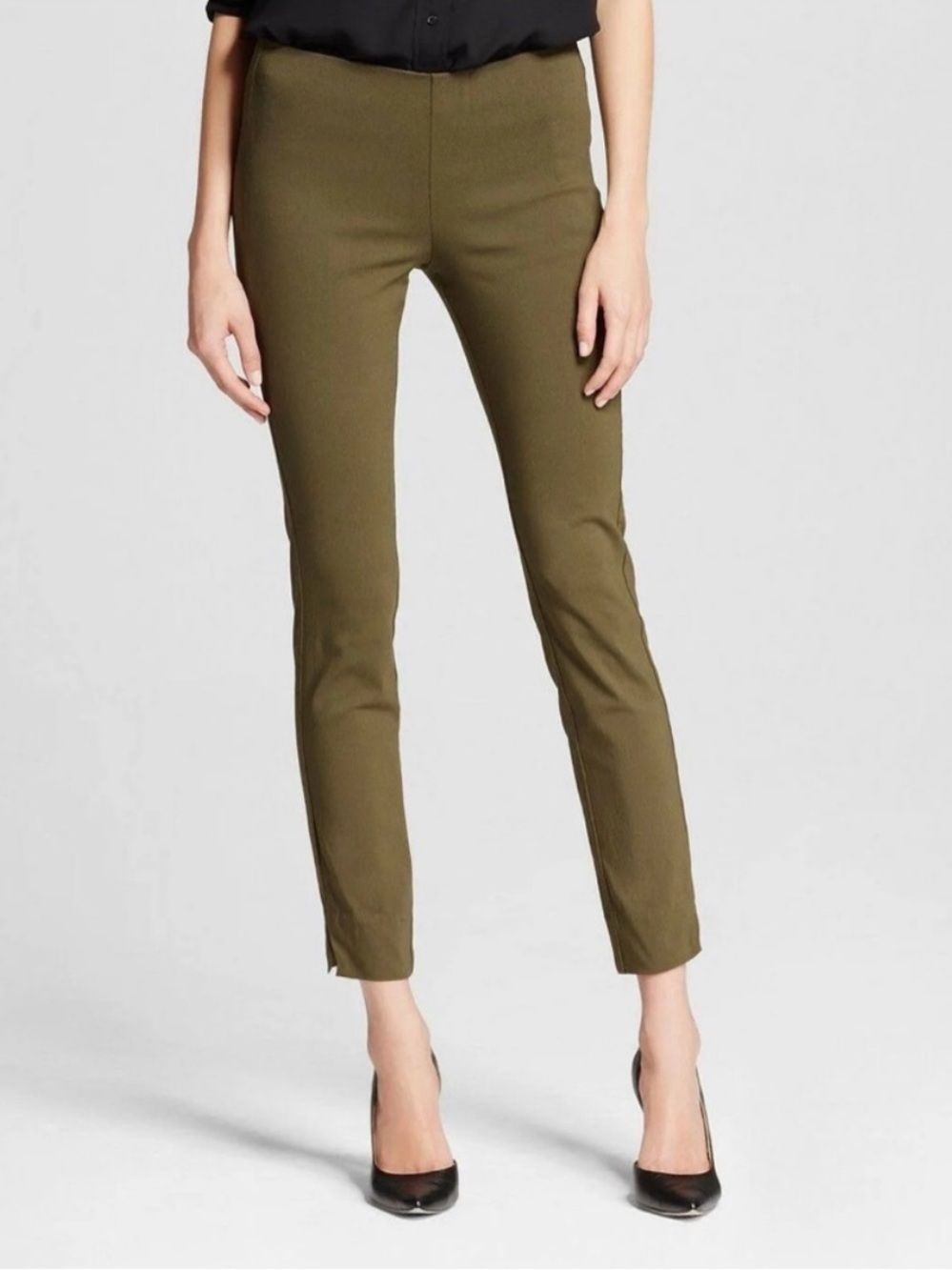 Who What Wear Olive Green Tapered Pants Trousers Skinny Leg Size 10